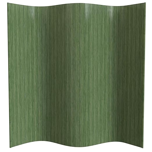 Red Lantern 7 ft. Tall Bamboo Wave Screen - Sage