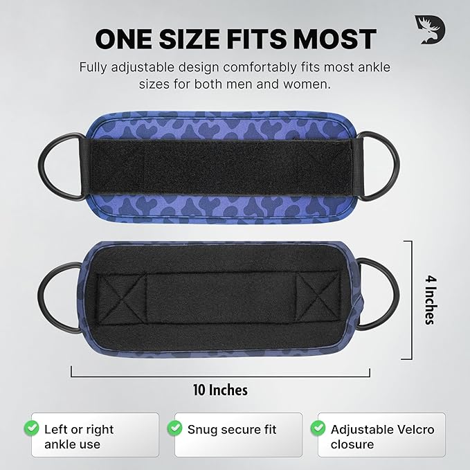 DMoose Fitness Ankle Strap for Cable Machine - One Size Fit with Premium Padding Cuffs, Ankle Bands for Working Out, Booty Workouts, Leg Extension, Hip Abductors, Kickbacks & Lower Body Exercises
