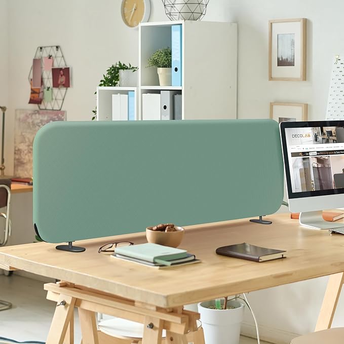 DECOLAB Desk Divider, Portable Privacy Tabletop Partition Panel for Office, Student, Counter Top, Testing, Freestanding, Anti Scratch, 48"x18", Aqua