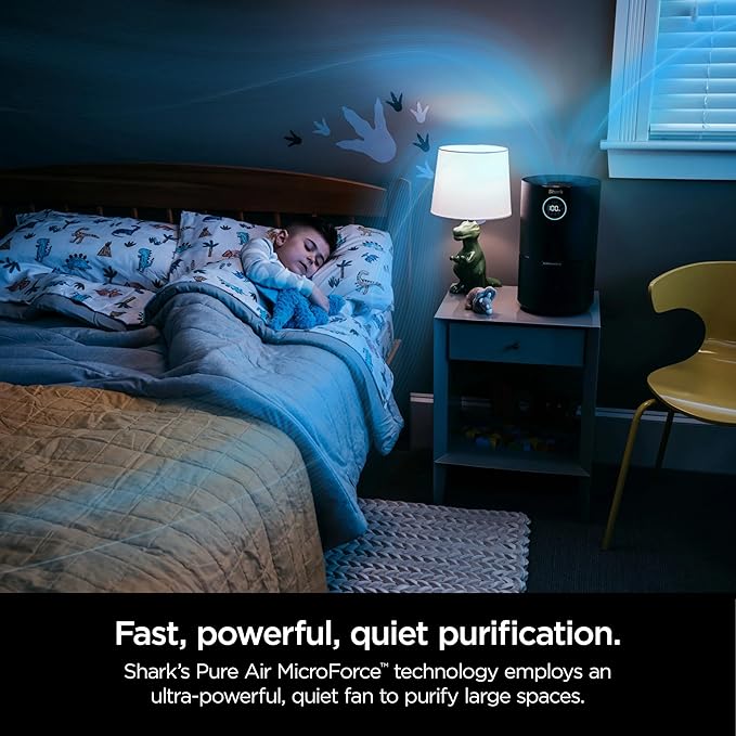 Shark HP100 Air Purifier w/NanoSeal HEPA, Cleansense IQ, Odor Lock, Cleans up to 500 Sq.ft, Captures 99.98% of Particles, Dust, Smoke & Allergens, For Small Bedroom/Office, Charcoal Grey (Renewed)
