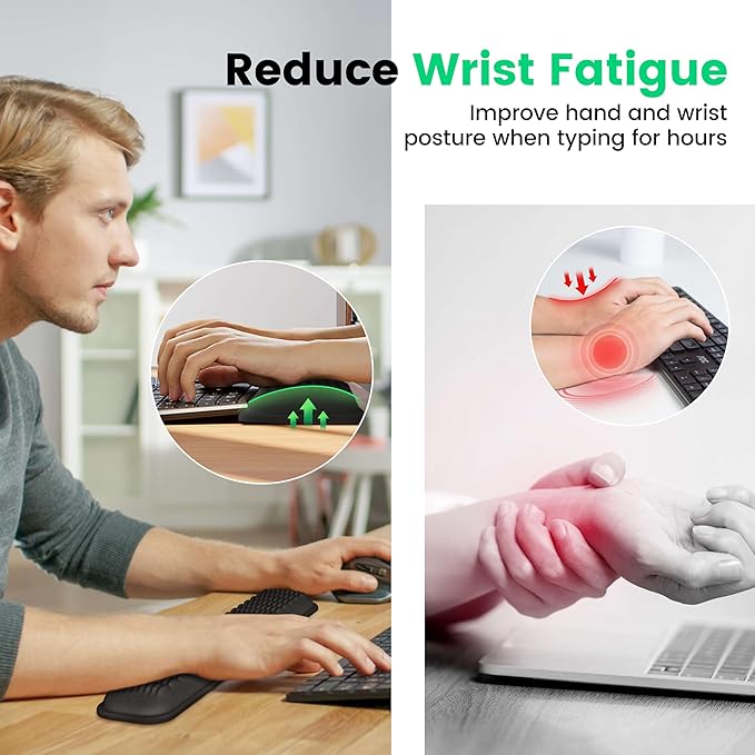 Mekass TKL Keyboard Wrist Rest, Super Soft Memory Foam Ergonomic Computer Wrist Support Pad, Comfortable Desk Wrist Cushion, Laptop Keyboard Hand Rest for Wrists Pain Office Gaming Typing (Light Grey)