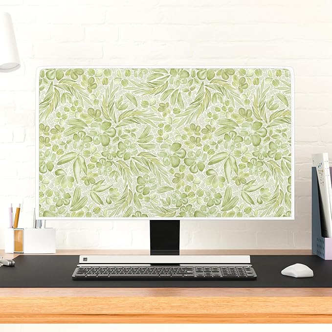 Sage Green Wildflower Waterproof Screen TV Cover 80 Inch Vintage Aesthetic Floral Anti-Static Dustproof Protective Covers for Television LED LCD OLED Full Body Cover for TV Screen
