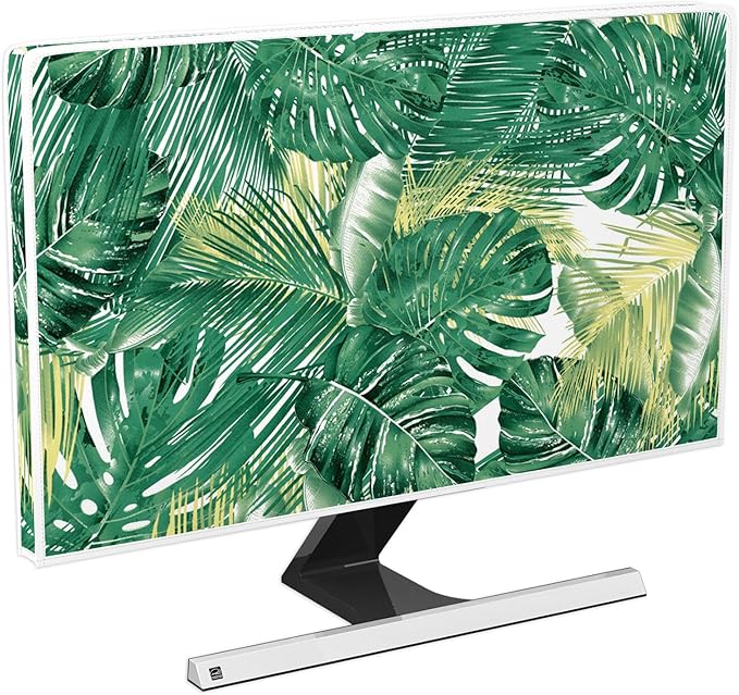 Weatherproof Television Cover 37, 38, 39 Inch Water Proof TV Covers for Television LED LCD OLED TVs Protector Panel Case TV Screen Protective LCD/LED/HD，Green Tropical Leaves Design