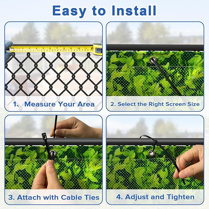 UPGRADE 4'x16'Customized PVC Privacy Fence Screen with Green Leaves Print – Outdoor Waterproof Patio Privacy Cover for Yard, Balcony, Garden Fence Decoration