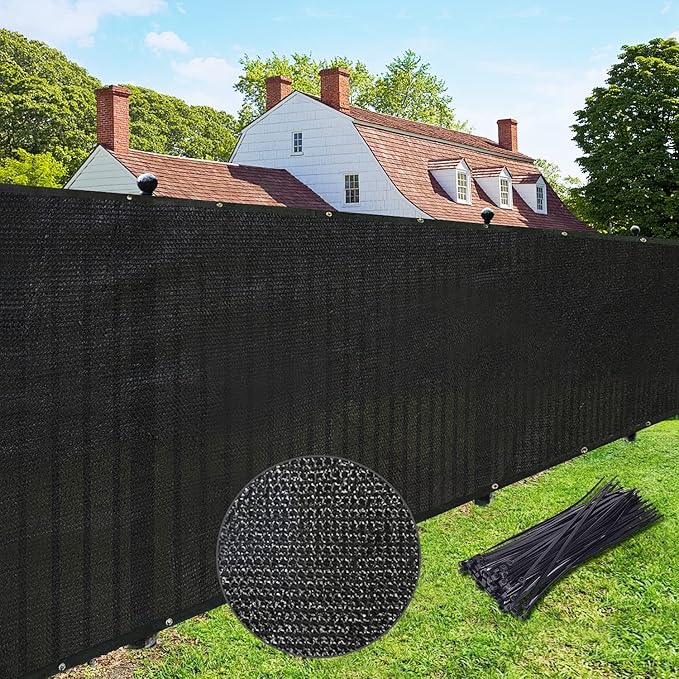 UPGRADE Privacy Fence Screen 4'x16' Black Outdoor 90% Visibility Blockage 170 GSM Mesh Shade Cover Panels for Backyard,Balcony,Home Decoration with Zip Ties,Customized Avaliable