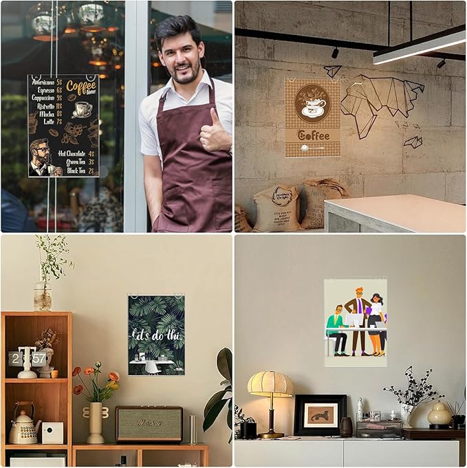 Acrylic Sign Holder 11x17 Vertical, Wall Mount Document Holder, Clear Plastic Picture Frame with Tape Adhesive and Screws for Office, Home, Store, Restaurant - 6 Pack