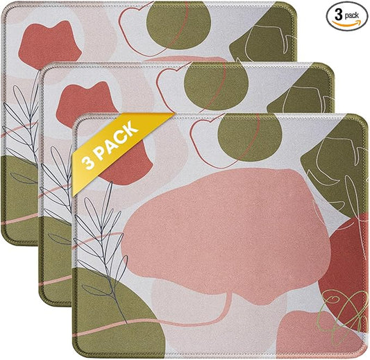 JIKIOU 3 Pack Mouse Pad with Stitched Edge, Comfortable Mouse Pads with Non-Slip Rubber Base, Washable Mousepads Bulk with Lycra Cloth, Mouse Pads for Computers Laptop Mouse 10.2x8.3x0.12in Rose