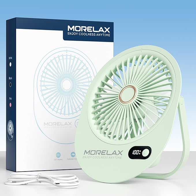 Jancane USB Desk Fan,3 IN 1 Rechargeable Small Portable Fan,180° Folding 6 Speeds Strong Wind Mini Personal Desktop Fan, Table Fans for Office/Bedroom, Gifts for Women/Men/girls (Green)