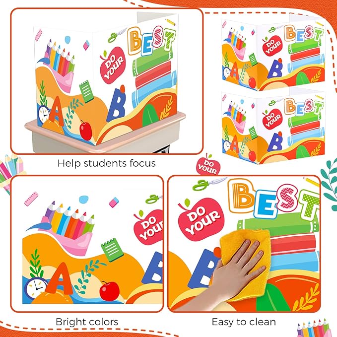 36 Pcs Desk Dividers Privacy Boards for Student Classroom Privacy Folders for Student Desks Study Carrels Reduces Distractions for School Tests, 15.76 x 13.3 x 11.8 inches(Do Your Best)