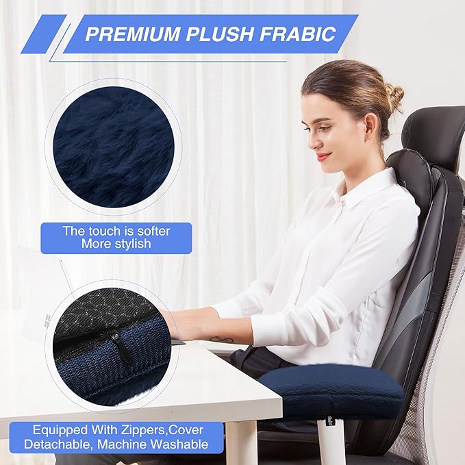 SPRING SEAON Office Chair Arm Covers Plush Office Chair Arm Pads Premium Memory Foam Gaming Chair Armrest Cushion Provide Cushioning for Elbows and Forearms 2 Pack Arm Chair Covers for Arms Navy Blue