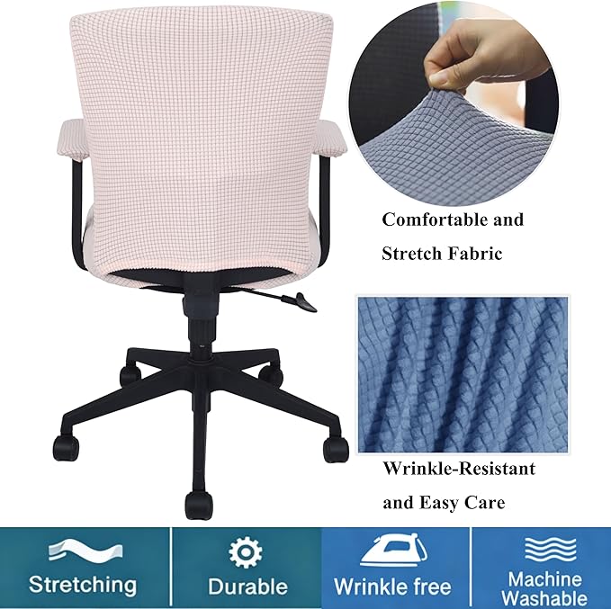 Office Chair Covers 4 Pcs Stretchable Computer Chair Cover Desk Accessories Office Supplies Armrest Seat Slipcovers Desk Decor (Light Gray)