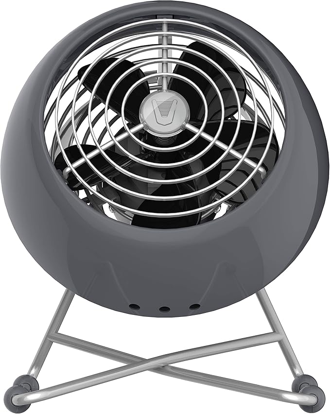 Vornado VFAN™ Mini Modern Personal Desk Fan with 2-Speed Control, Adjustable Tilt, Quiet Metal Air Circulator for Office, Bedroom, Dorm, Compact Desktop Cooling Device, Storm Gray