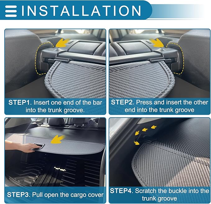 Retractable Cargo Cover for Dodge Durango 3rd 2025 Not Fits 2025 R/T Rear Trunk Luggage Security Shield Shade Privacy Screen Cover Parcel Shelf Waterproof Black