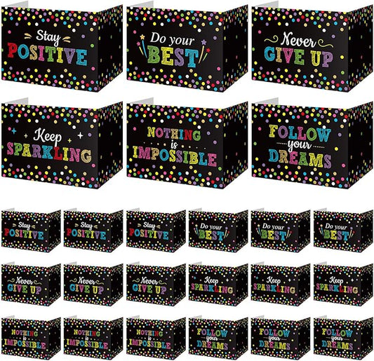 Honoson 24 Pcs Bulk Inspirational Privacy Folders for Students Cardboard Test Privacy Boards Motivational Words Desk Dividers Shield for Classroom School Study Supplies, 6 Styles(Polka Dots)