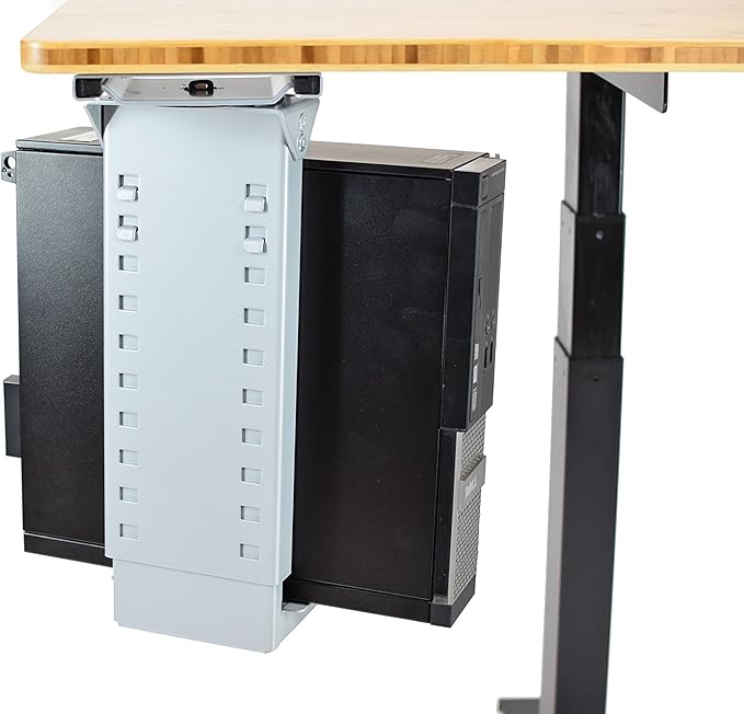 Uncaged Ergonomics CPU1 Adjustable Under Desk Computer Mount, 360⁰ Swivel Steel CPU Holder PC Holder Under Desk Mount PC Tower Stand for Office