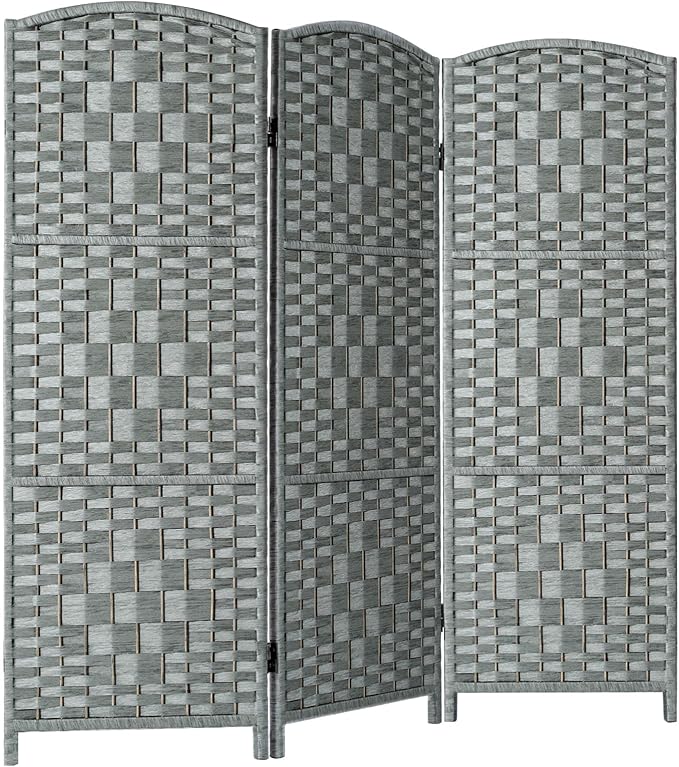 HALLYBEE Small Room Divider, Privacy Screen, Short Room Dividers and Folding Privacy Screens, Foldable Temperary Wall Partitions, 3 Panel Grey Space Separation Separator