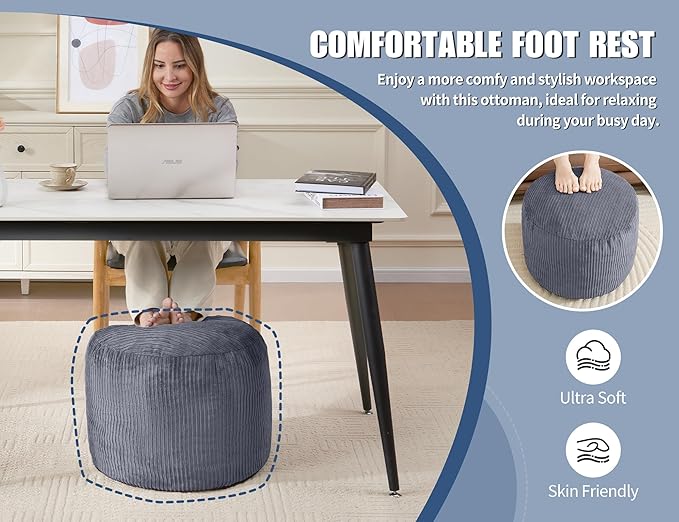 WSOFRLAC Small Pouf Ottoman Foot Rest Footstool and Ottomans Small for Couch Foot Stools for Living Room Boho Couch Ottomans White Beige Pouf Ottoman 20x15 Foot Rest Poufs Footstool