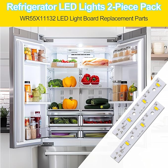 2pcs WR55X26671 Fridge Led Light Board for GE Refrigerator, Premium Durable Freezer Led Light Replacement for GE Refrigerator Replace PS11767930 AP6035586 4468532 EAP11767930