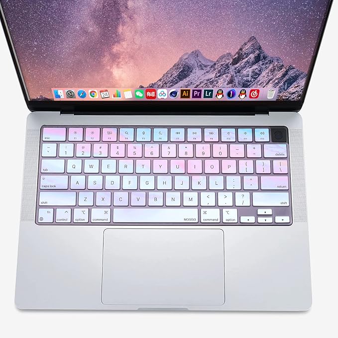 MOSISO Keyboard Cover Skin Compatible with MacBook Air 15 inch M3 A3114 M2 A2941/Air 13.6 A3113 A2681/Pro 14/16 M4 M3 M2 M1, Colorful Clouds