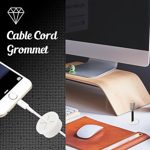 12pcs 1 Inch Cable Grommet, Flexible Desk Grommet, Cable Cord Hole Plug Wire Hole Cover for Desk, Table, Wire Pass Through (Black & White)