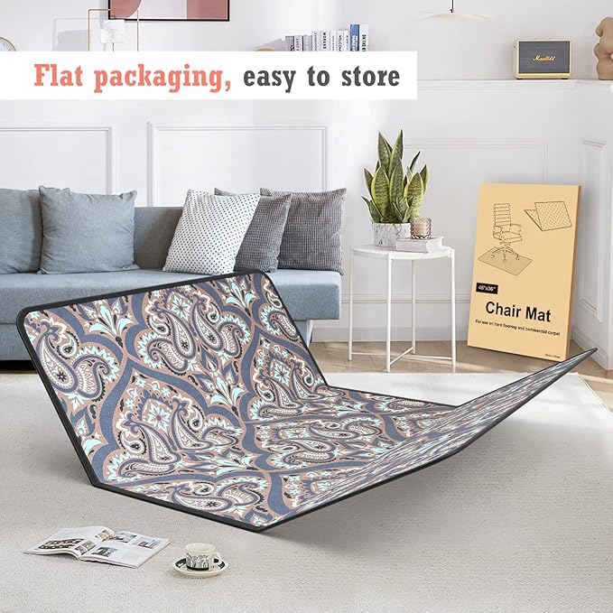 Heavy Duty Office Chair Mat for Carpet and Hardwood Floor Bohemian Desk Chair Mat Rug 36'' x 48'' Jacquard Woven Surface Floor mats for Office Home