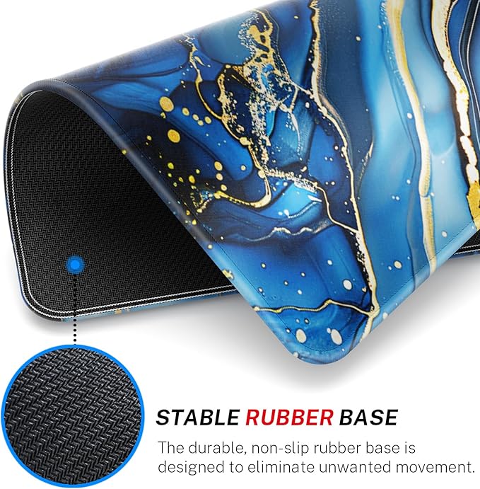 MROCO Mouse Pad [30% Larger] with Anti-Fray Stitched Edges, Premium-Textured Waterproof Surface, Non-Slip Rubber Base, Computer & Gaming Mouse Mat for Laptop, Office & Home, 8.5 x 11 in, Blue Marble