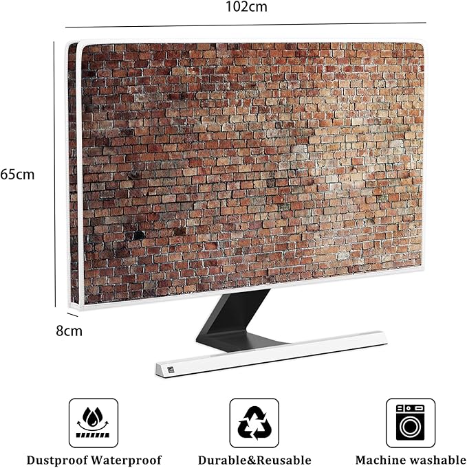 Vintage Brown Wall Waterproof Television Covers 40,41,42,43 Inch TV Display Screen Cover Sleeve Compatible with LCD LED PC Desktop and Home Hanging TV Anti-Scratch Anti-Static Protective