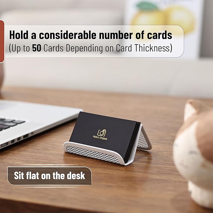 Mr. Pen- Metal Mesh Business Card Holders, 3 Pack, White, Durable Stainless Steel Card Stand for Desk, Office, and Business Use, Straight, Flat and Smooth Design