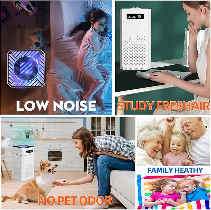 Air Purifiers for Bedroom HEPA Air Purifier With Aromatherapy Function For Pet Smoke Pollen Dander Hair Smell 20dB Air Cleaner For Office Living Room/Kitchen (White-ZHIBO-C30-1)