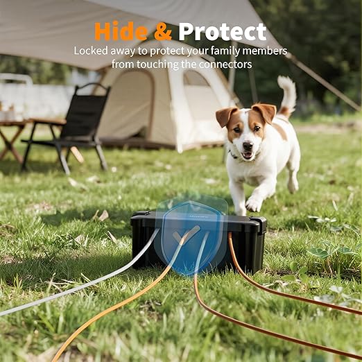Diivoo Medium Weatherproof Extension Cord Cover, Outdoor Plug Protector Waterproof, Outdoor Extension Cord Box for Power Strip, Holiday Lights, Patio Heaters, Black