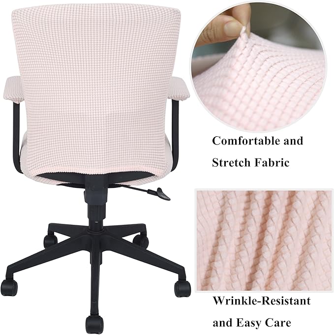 Office Chair Covers 4 Pcs Stretchable Computer Chair Cover Desk Accessories Office Supplies Armrest Seat Slipcovers Desk Decor (Light Pink)