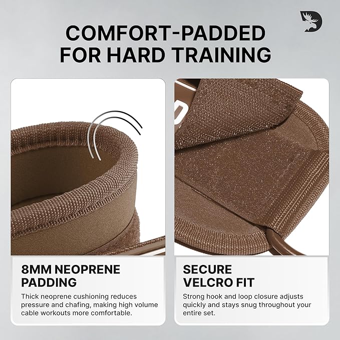 DMoose Fitness Ankle Strap for Cable Machine - One Size Fit with Premium Padding Cuffs, Ankle Bands for Working Out, Booty Workouts, Leg Extension, Hip Abductors, Kickbacks & Lower Body Exercises