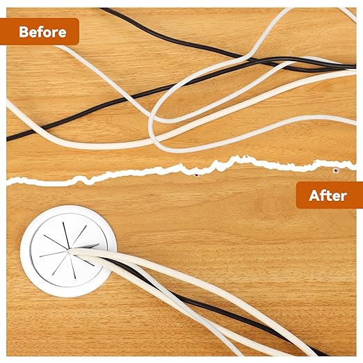 8 Pcs White Desk Grommet, 2 Inch Desk Hole Cover for Cables, Grommet Cover with Hole Saw for Table Cables Wire Home Office