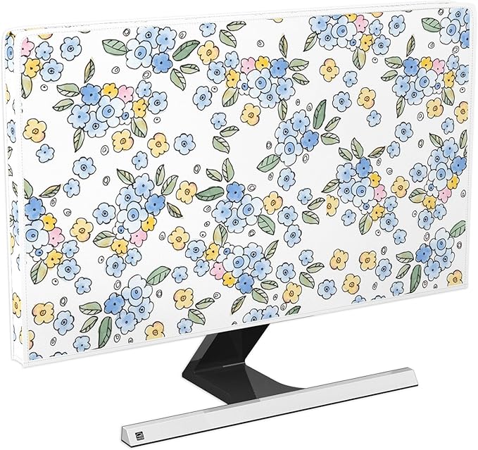 Watercolor Wildflower Television Cover 50,51,52 Inch Waterproof Trendy Modern Botanical Weatherproof Screen TV Covers Anti-Static Dustproof Protective Cover for TVs LED LCD，Blue and Green
