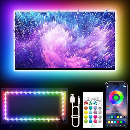 KANTUTOE LED Lights for TV, 16.4ft LED Lights for 45-75 Inch TVs, RGB TV Backlight Behind, Music Sync Bluetooth APP & Remote Control Strip Lights USB Powered for Bedroom, Gaming, Home Décor