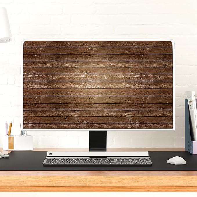 Waterproof TV Dust Covers 37, 38, 39 Inch for Television LED LCD OLED TVs TV Display Protectors During House Moving, Storing, or Home Renovation，Brown Vintage Wooden Board