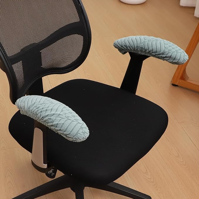 FORCHEER Sage Green Desk Chair Armrest Covers Set of 2 Jacqaurd 4x10/3x11 Stretchable Small Ergonomic Office Chairs Arm Rest Slipcovers for Computer Gaming Chairs Washable Removable