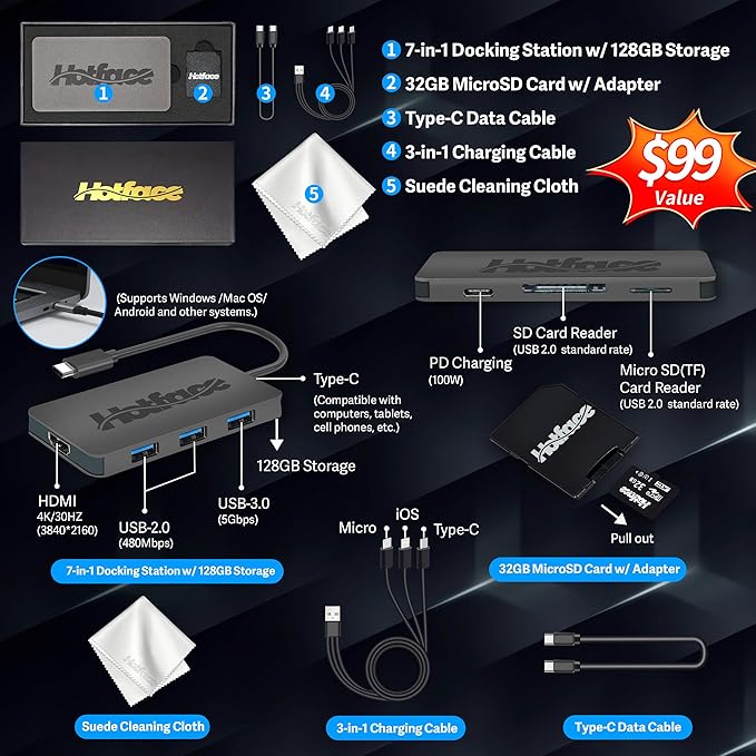 Lenovo Ideapad 3 15.6" FHD Chromebook, Intel Celeron N4500, 4GB RAM, 224GB Storage (64GB SSD+160GB Docking Station Set), ‎Intel UHD Graphics, Full Size Keyboard, Chrome OS, Artic Gray