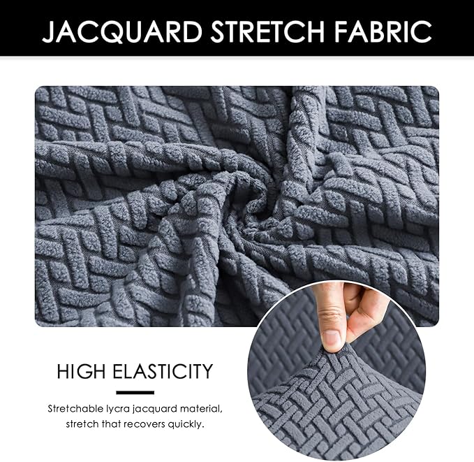 Criss Cross Chair Cover Dark Grey Armless Mid-Back Wide Seat Chair Slipcover for Vanity Chairs Washable