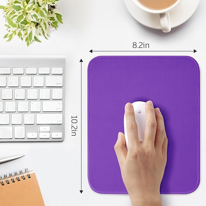 Purple Mouse Pad, Nice and Cute Mouse Pad, Splash-Proof Textured 10.2 x 8.2Inch, Stitched Edge Non-Slip Waterproof Rubber Mouse Pad