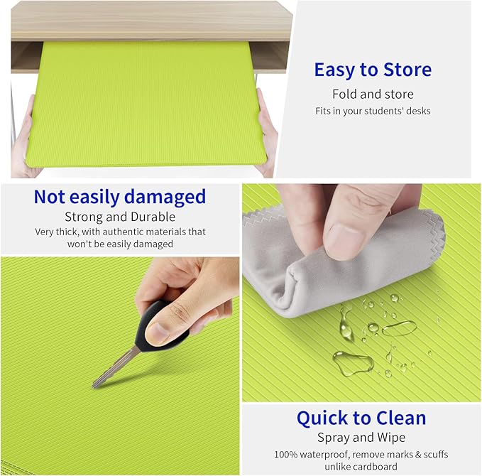 6 Pack Fluorescent Green Desk Dividers for Students, Privacy Shields Folder for Students, Durable & Waterproof Plastic Study Board, Classroom Teacher Supplies Test Divider, Includes Extra Labels