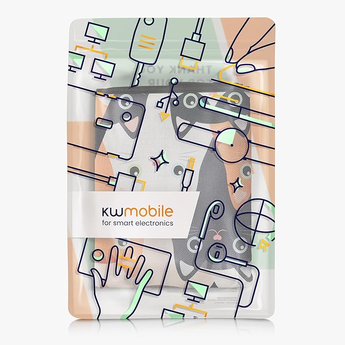 kwmobile Dust Cover for 31-32" Monitor - Linen Monitor Protector with Design - Cats Orange/Black/White