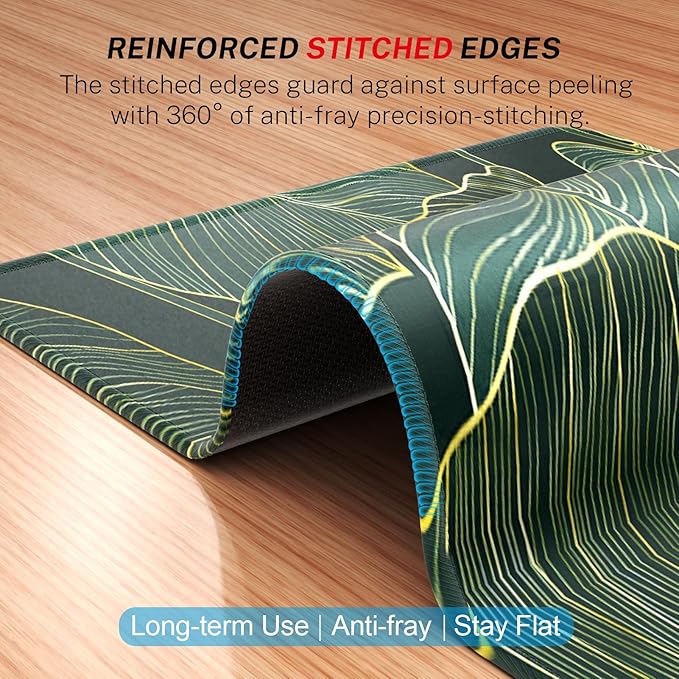 MROCO Mouse Pad [30% Larger] with Anti-Fray Stitched Edges, Premium-Textured Waterproof Surface, Non-Slip Rubber Base, Computer & Gaming Mouse Mat for Laptop, Office & Home, 8.5 x 11 in, Green Leaves