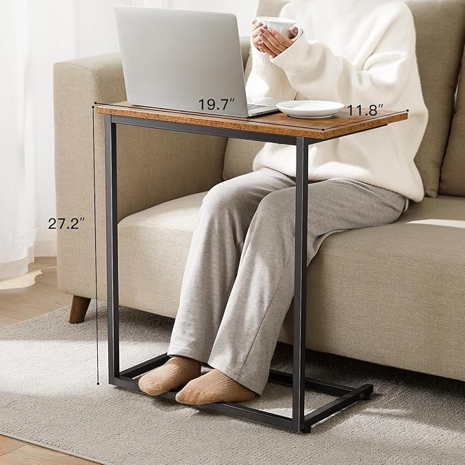 Pipishell C Shaped End Table Set of 2, Side Table for Couch Slide Under, C Table Sofa Side End Table for Living Room 27 inches High,PIET06K2