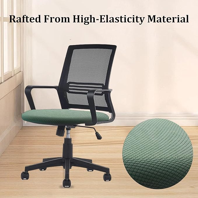 One Stretch Office Chair Cover, Universal Elastic Computer Desk Seat Slipcover, Washable Removable Protective Cover for Rotating Swivel Chair, Anti-Dust(Green)
