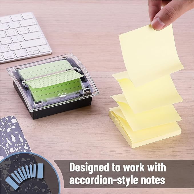 Mr. Pen- Pop Up Note Dispenser, 3" x 3", 4 Pack, Black Base, Clear Top, Sticky Note Dispenser, Sticky Note Holder for Desk