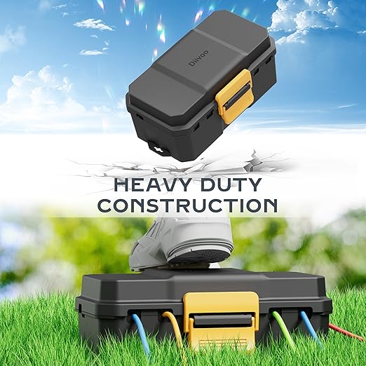 Waterproof Electrical Box, Diivoo Outdoor Extension Cord Covers Waterproof, Large Size 6 Cable Seal Entry, Outdoor Plug Cover, Outdoor Extension Cord Box, Black