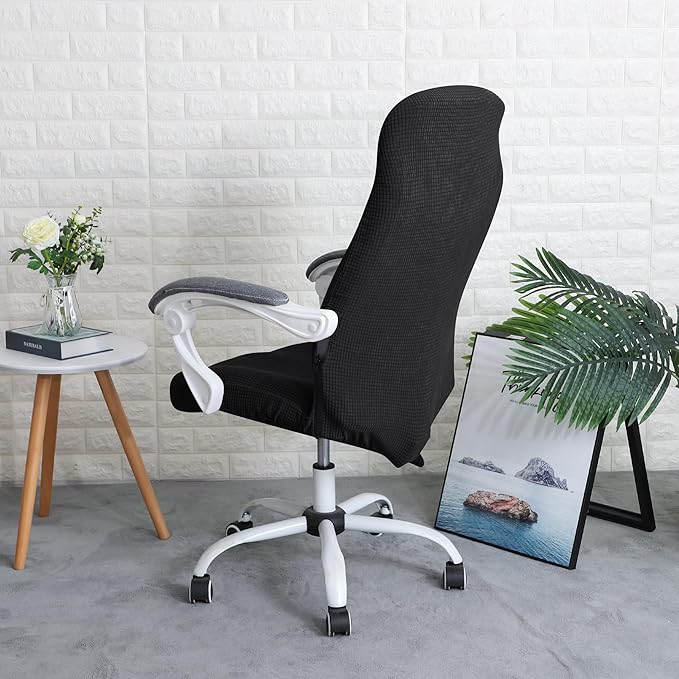 FORCHEER Extra Large Office Chair Cover Black Stretch Water Resistant Executive High Back Computer Chair Slipcover 1 Piece Washable Removable