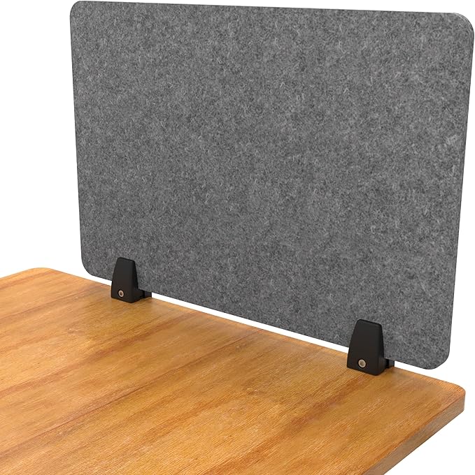 ReFocus Raw Clamp-On Acoustic Desk Divider, Noise-Reducing PET Privacy Panel for Offices, Sound-Dampening Desk Screen for Focused Work, Easy Installation Workspace Divider (24" × 16", Castle Gray)