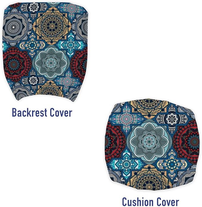 Ambesonne Moroccan Office Chair Slipcover, Patchwork Style Vintage Ottoman Inspiration Retro Motifs, Protective Stretch Decorative Fabric Cover, Standard Size, Brown Blue